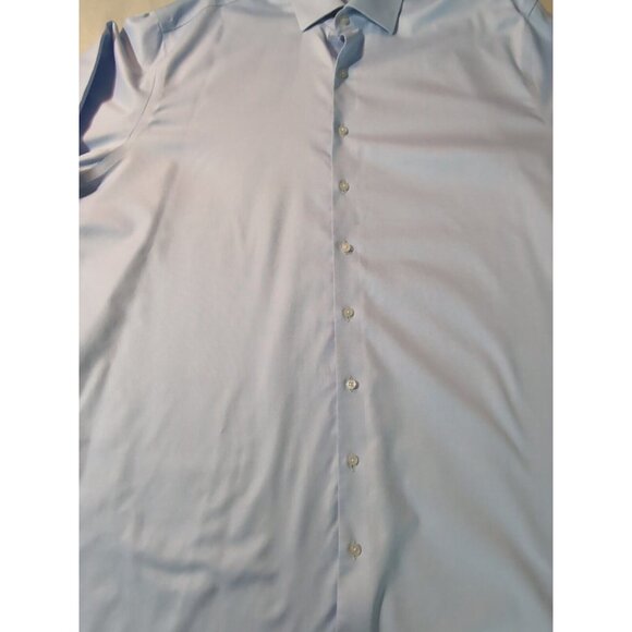 Proper Cloth Men's Non-Iron Stretch Blue Gingham Twill Dress Shirt 19 x 36 - Picture 3 of 7